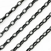 Rhodium Matt Sterling Silver Oval Link Chain